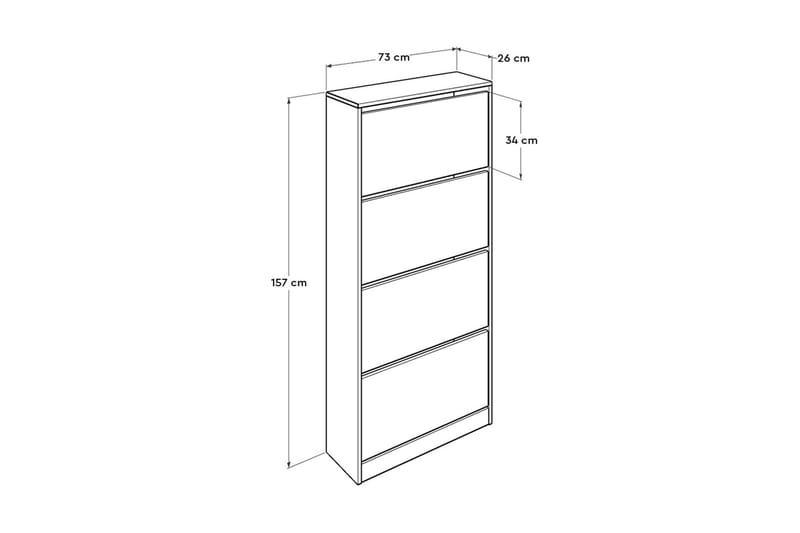 Skoskap 73x157 cm - Hvit - Oppbevaring - Skap - Oppbevaringsskap
