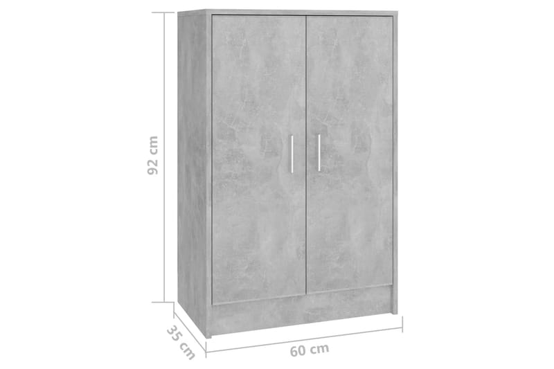 Skoskap betonggrå 60x35x92 cm sponplate - Grå - Entreoppbevaring - Skoskap - Oppbevaringsskap