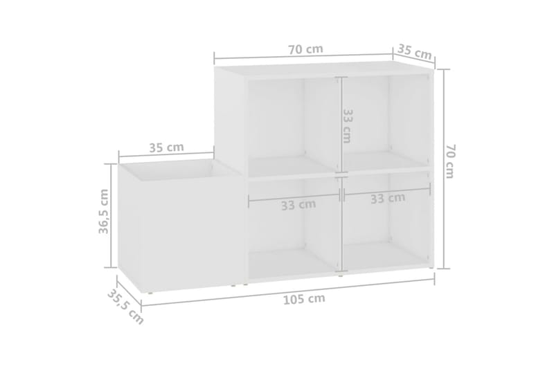 Skoskap for gang hvit 105x35,5x70 cm sponplate - Hvit - Entreoppbevaring - Skoskap - Oppbevaringsskap