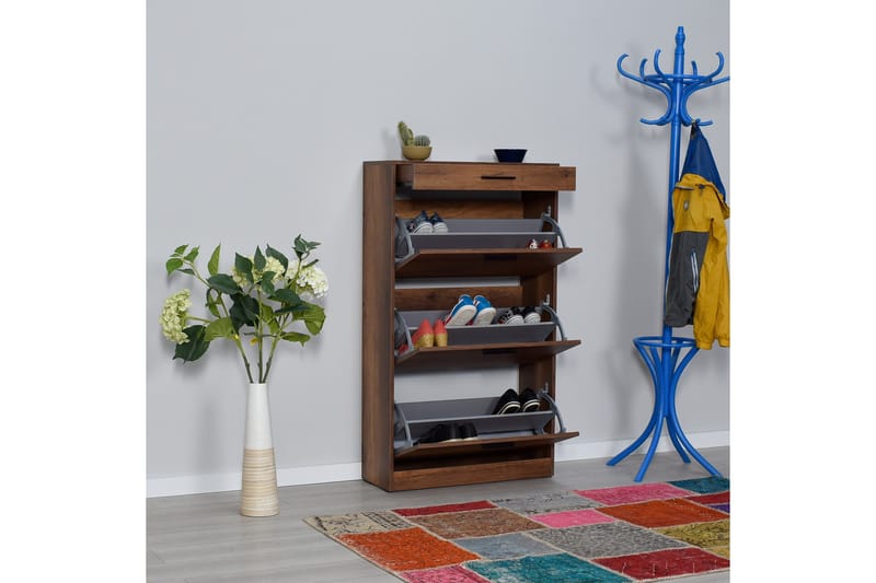Skoskap Skoskap 75x128 cm Valnöt - Oppbevaring - Skap - Oppbevaringsskap