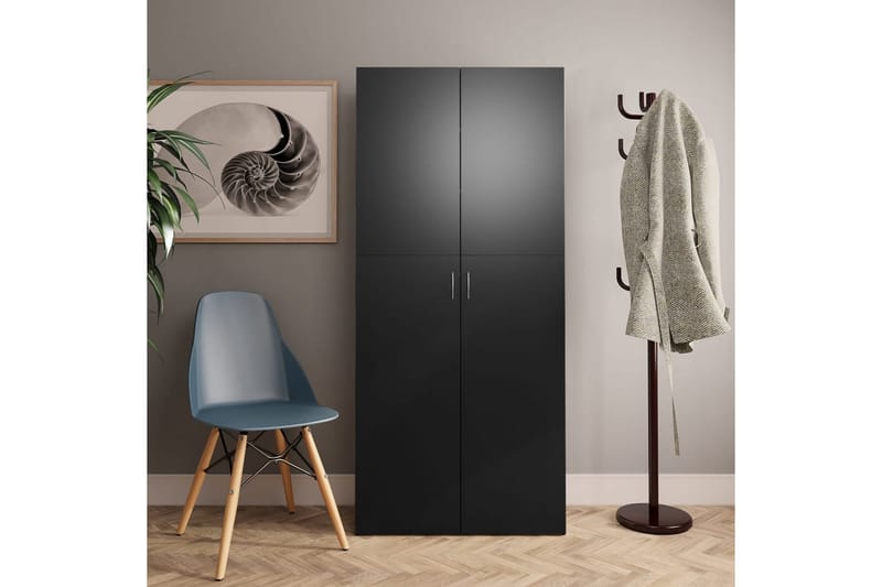 Skoskap svart 80x35,5x180 cm sponplate - Svart - Skoskap - Entreoppbevaring - Oppbevaringsskap