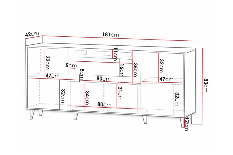 Strontian Highboard Scandinavian Choice Grey - Oppbevaring - Skap - Oppbevaringsskap