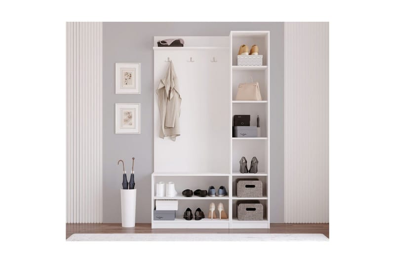 Sylorn Garderobeskap 120x200 cm - Matt Hvit - Oppbevaring - Hylle - Hattehylle