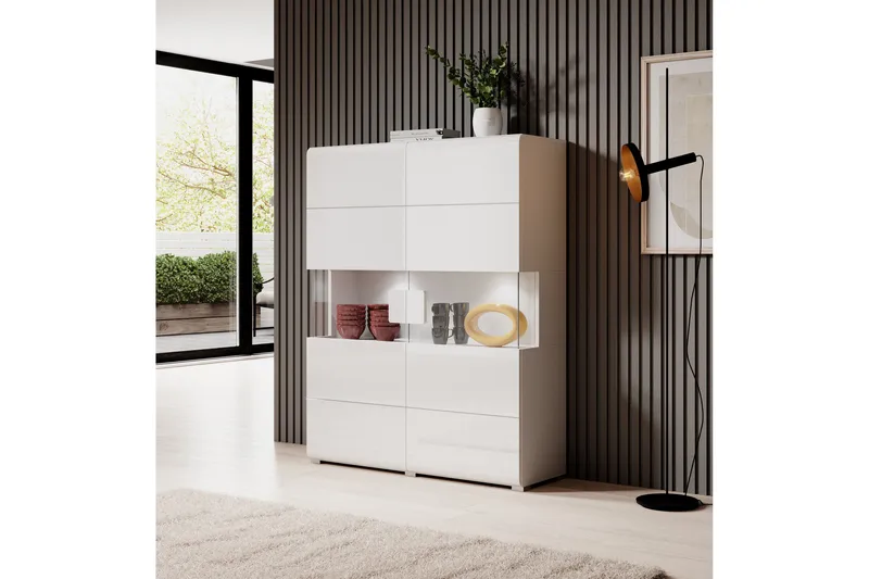 Toreno Highboard 39x122 cm - Hvit - Oppbevaring - Skap - Oppbevaringsskap
