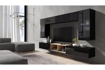 TV-Møbelsett Syrenna med Hvit LED - Svart - Møbler - Barnemøbler - Oppbevaring barnerom - Skap barnerom