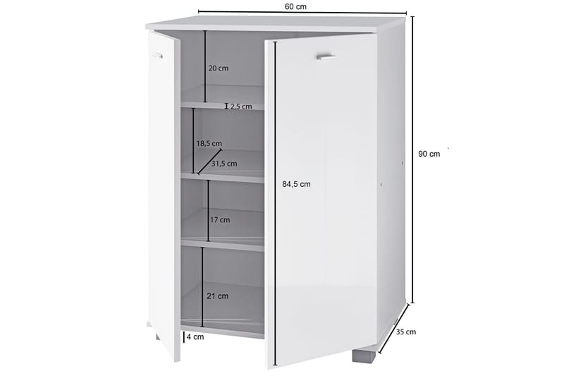 Vassell Skoskap - Hvit - Oppbevaring - Skap - Oppbevaringsskap