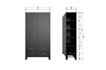 Wickam Oppbevaringsskap 98x190 cm - Svart - Oppbevaring - Skap - Oppbevaringsskap