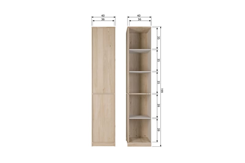 Overskap Modulær - 199x40x40 cm - Oppbevaring - Skap - Oppbevaringsskap