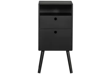 Ozzy High Nattbord 36 cm med Oppbevaring og Skuffer i Tre - Svart - Møbler - Bord - Avlastningsbord & sidobord - Sengebord & nattbord