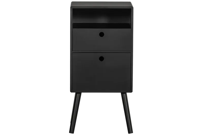 Ozzy High Nattbord 36 cm med Oppbevaring og Skuffer i Tre - Svart - Møbler - Bord - Avlastningsbord & sidobord - Sengebord & nattbord
