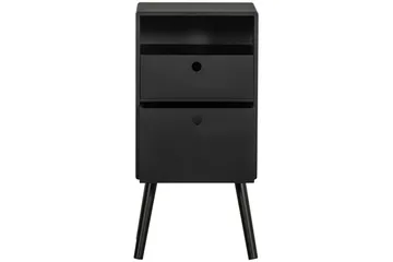 Ozzy High Nattbord 36 cm med Oppbevaring og Skuffer i Tre - Svart - Møbler - Bord - Avlastningsbord & sidobord - Sengebord & nattbord