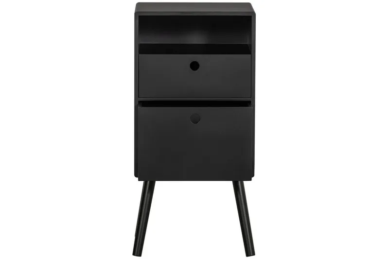 Ozzy High Nattbord 36 cm med Oppbevaring og Skuffer i Tre - Svart - Møbler - Bord - Avlastningsbord & sidobord - Sengebord & nattbord