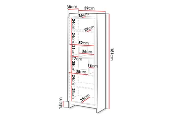 Polina Vitrineskap 59x181 cm - Brun / Svart - Oppbevaring - Skap - Vitrineskap