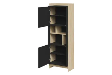 Polina Vitrineskap 59x181 cm - Brun / Svart - Oppbevaring - Skap - Vitrineskap