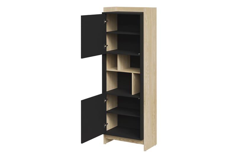 Polina Vitrineskap 59x181 cm - Brun / Svart - Oppbevaring - Skap - Vitrineskap