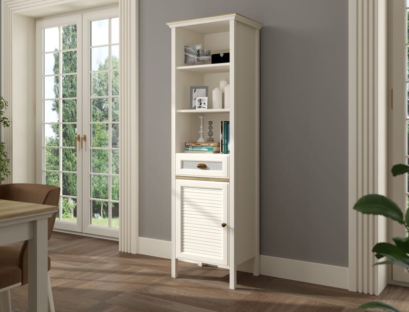 Rilena Multifunksjonsskap 60x194 cm - Krem, eik, grå - Oppbevaring - Skap - Oppbevaringsskap