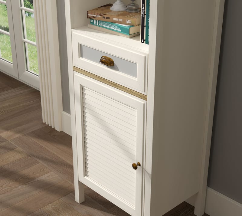 Rilena Multifunksjonsskap 60x194 cm - Krem, eik, grå - Oppbevaring - Skap - Oppbevaringsskap