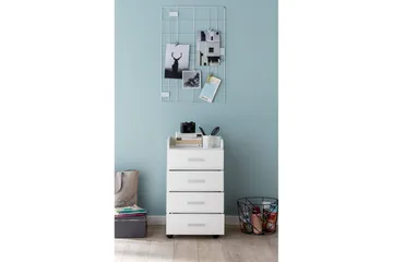 Rullecontainer Wohnling 4 skuffer med hjul, oppbevaringsbrett, foliert sponplate, moderne stil Hvit - Hvit - Oppbevaring - Skap - Oppbevaringsskap