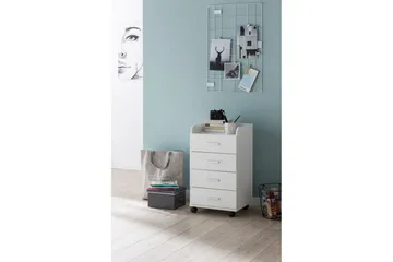 Rullecontainer Wohnling 4 skuffer med hjul, oppbevaringsbrett, foliert sponplate, moderne stil Hvit - Hvit - Oppbevaring - Skap - Oppbevaringsskap
