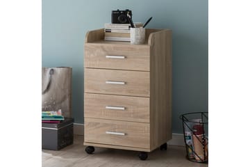 Rullecontainer Wohnling 4 skuffer med hjul, oppbevaringsbrett, foliert sponplate, moderne stil Sonoma - Sonoma - Oppbevaring - Oppbevaringsmøbler - Kommode - Skuffeseksjon