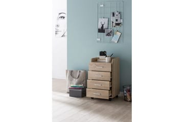Rullecontainer Wohnling 4 skuffer med hjul, oppbevaringsbrett, foliert sponplate, moderne stil Sonoma - Sonoma - Oppbevaring - Oppbevaringsmøbler - Kommode - Skuffeseksjon