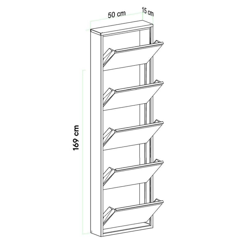 Rylanis skoskap 50x169 cm - Hvit - Oppbevaring - Skap - Oppbevaringsskap