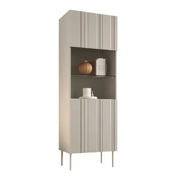 Rynlin Vitrineskap med Oppbevaring og Glassdører 180 cm i Tre - Beige - Oppbevaring - Skap - Vitrineskap