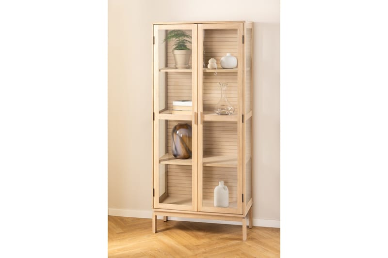Sakie Vitrineskap 180 cm - Hvid - Oppbevaring - Skap - Vitrineskap