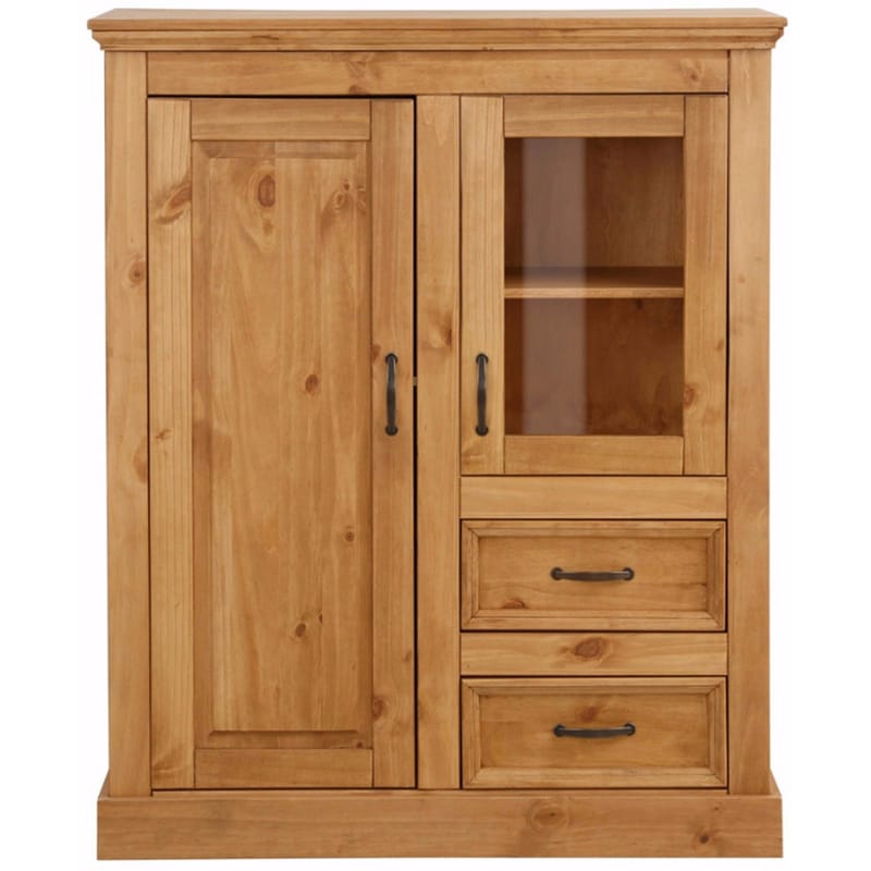 Selma Høyskap 100x120 cm - Beiset/vokset - Oppbevaring - Skap - Vitrineskap