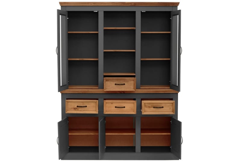 Selma Vitrineskap 145x192 cm - Grå - Oppbevaring - Skap - Vitrineskap