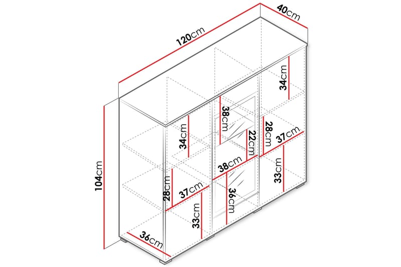 Sherie Vitrineskap 120 cm i Tre - Svart - Oppbevaring - Skap - Vitrineskap