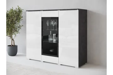 Sherie Vitrineskap 120x104 cm - Hvit / Grå - Oppbevaring - Skap - Vitrineskap