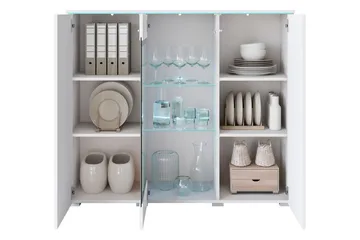 Sherie Vitrineskap 120x104 cm - Hvit / Grå - Oppbevaring - Skap - Vitrineskap