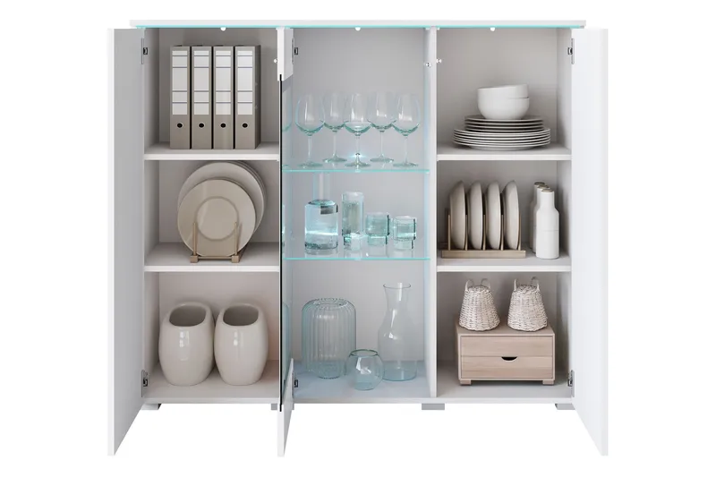 Sherie Vitrineskap 120x104 cm - Hvit - Oppbevaring - Skap - Vitrineskap