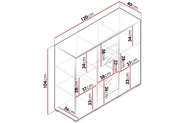 Sherie Vitrineskap 120x104 cm - Hvit - Oppbevaring - Skap - Vitrineskap