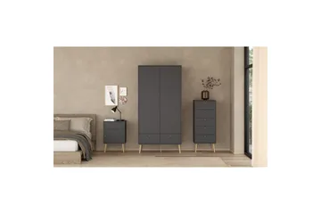 Shinta Garderobskap 99x200 cm - Grå - Oppbevaring - Skap - Oppbevaringsskap