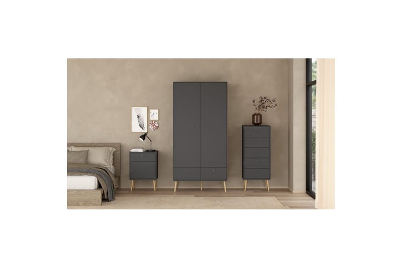 Shinta Garderobskap 99x200 cm - Grå - Oppbevaring - Skap - Oppbevaringsskap