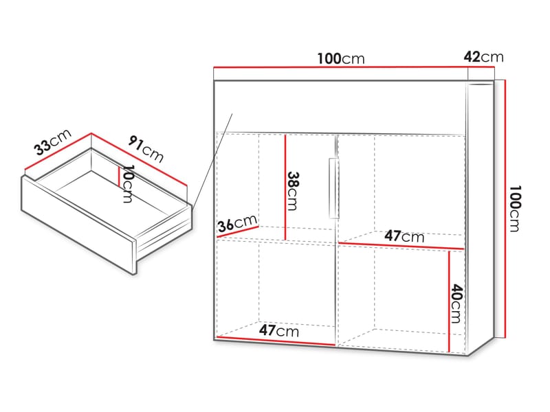 skap Kommode 2D1S KERKIN beige - Oppbevaring - Skap - Oppbevaringsskap