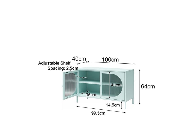 Skap Luna 100x40x64 cm, Svart - 100x40x64 cm, Svart - Oppbevaring - Skap - Vitrineskap
