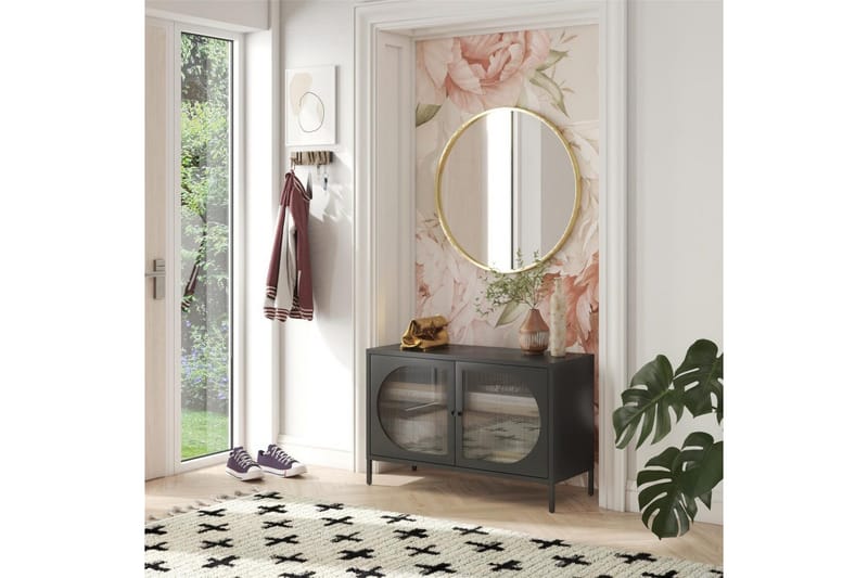 Skap Luna 100x40x64 cm, Svart - 100x40x64 cm, Svart - Oppbevaring - Skap - Vitrineskap