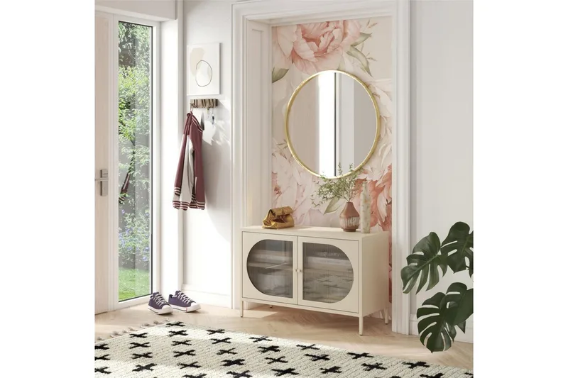 Skap Luna 100x40x64 cm, Pergament - 100x40x64 cm, Pergament - Oppbevaring - Skap - Vitrineskap