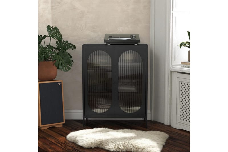 Skap Luna 80x40x102 cm, Svart - 80x40x102 cm, Svart - Oppbevaring - Skap - Vitrineskap