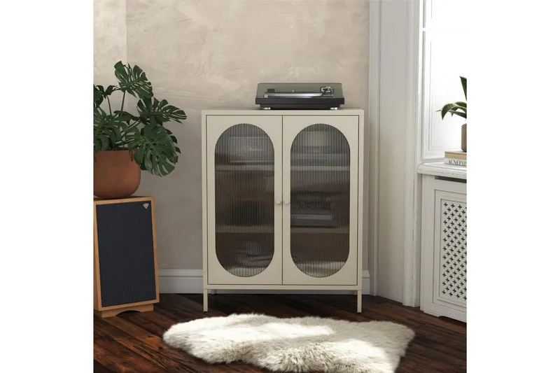 Skap Luna 80x40x102 cm, Pergament - 80x40x102 cm, Pergament - Oppbevaring - Skap - Vitrineskap