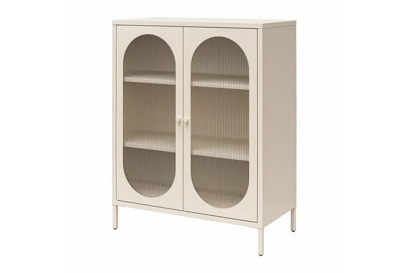 Skap Luna 80x40x102 cm, Pergament - 80x40x102 cm, Pergament - Oppbevaring - Skap - Vitrineskap