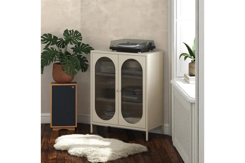 Skap Luna 80x40x102 cm, Pergament - 80x40x102 cm, Pergament - Oppbevaring - Skap - Vitrineskap