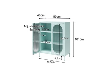 Skap Luna 80x40x102 cm, Pergament - 80x40x102 cm, Pergament - Oppbevaring - Skap - Vitrineskap