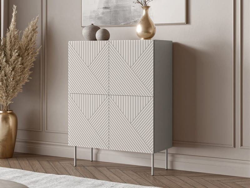 skap NO_BRAND Kommode ART DECO 4D beige - Oppbevaring - Skap - Oppbevaringsskap