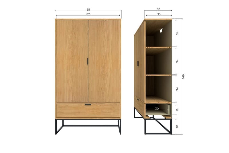 Skap Silas 2-Dører - Eik, Eik - Oppbevaring - Skap - Oppbevaringsskap