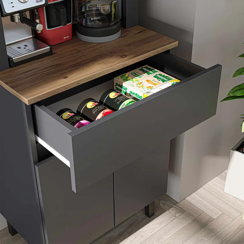 Skap til kaffebar Kalune Design Ledli (60 x 179 x 41,8 cm) Antrasitt - Oppbevaring - Skap - Barskap