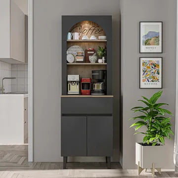 Skap til kaffebar Kalune Design Ledli (60 x 179 x 41,8 cm) Antrasitt - Oppbevaring - Skap - Barskap